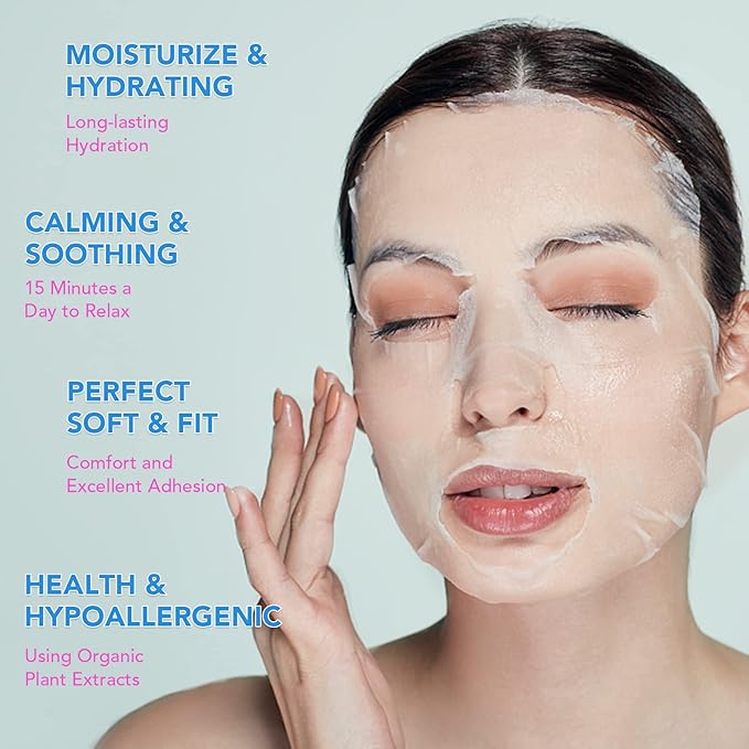 48 Packs Collagen Sheet Facial Masks,Plant Extract and Sodium Hyaluronate,Effective Care for All Skin Types,Skincare Spa Korean Face Mask