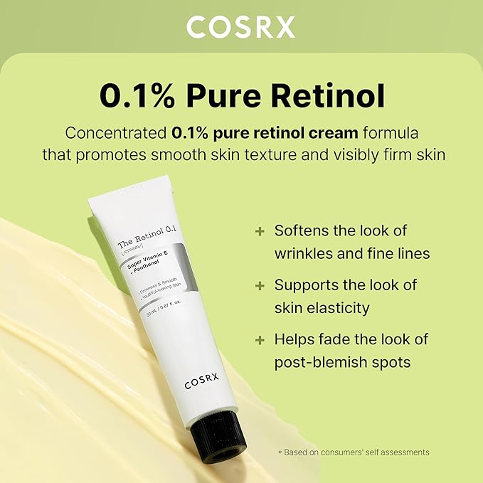 COSRX Retinol 0.1% Cream, 0.67 Oz, Anti-aging Eye & Neck Cream with Retinoid Treatment to Firm Skin, Reduce Wrinkles, Fine Lines, Signs of Aging, Gentle Daily Korean Skin Care