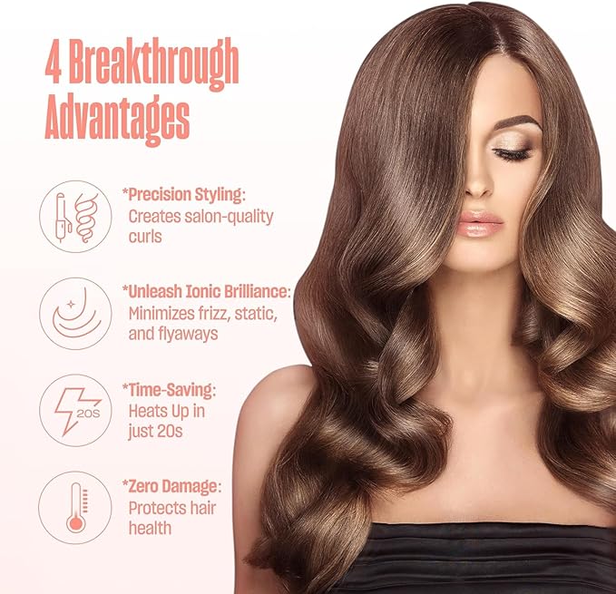 Bekind Twist Pro Upgraded Thermal Brush - 1.5 Inch Versatile Heated Round, Effortless Curling Hair Styling Tools, Negative Ion Blow Out Hot Round Brush, 20s Fast Heats (Peach)