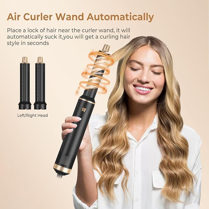 5 in 1 Blow Dryer Brush, Negative Ion Hair Dryer Brush Set Upgrade Hot Air Brush Air Styler Curling Wrap Air Curler, Curling Iron Hair Styling Tools As A Gift for Straight/Curl/Drying/Smoothing