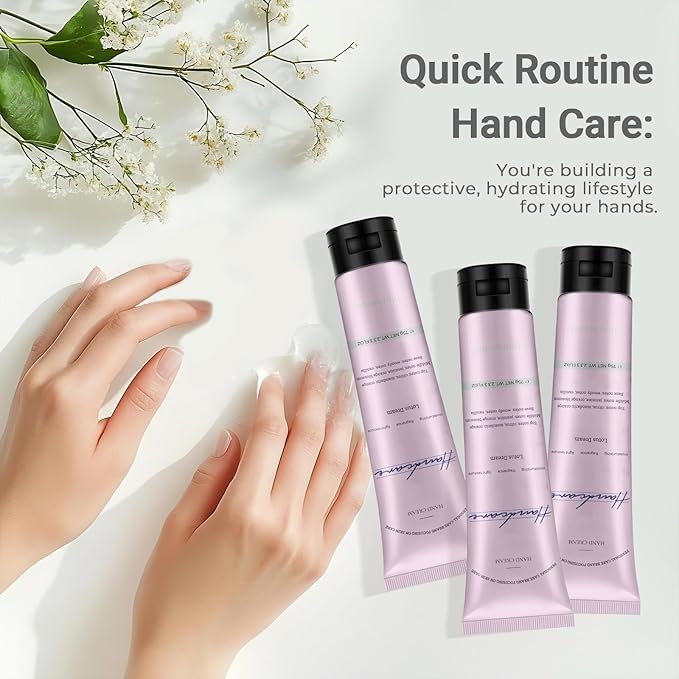 DincherBel 3 Pack Advanced Fragrance Hand Cream for Women and Girls, Deeply Moisturizing Hand Lotion for Dry Cracked Hands Non-greasy, Lotus Dream Hand Cream Gift Set, 2.33oz