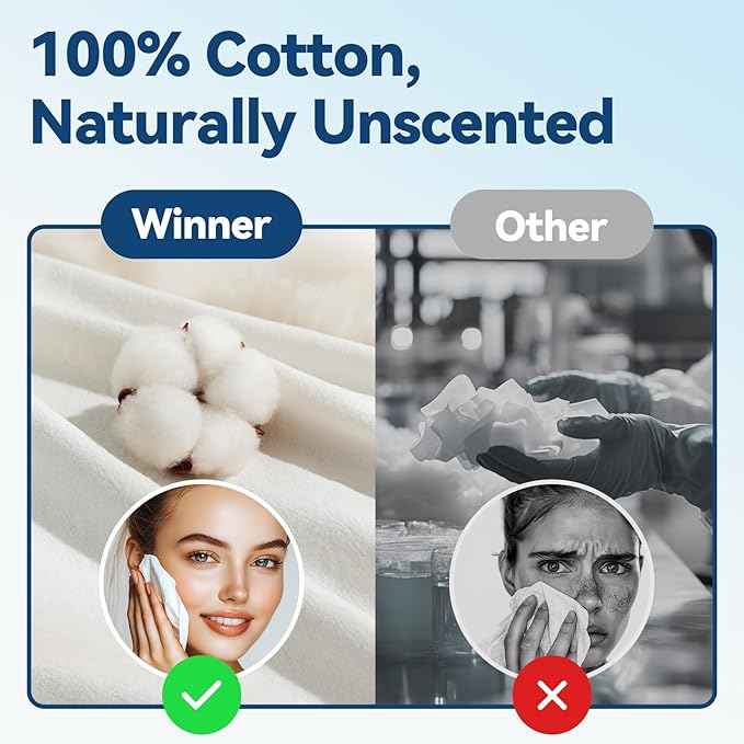 Winner Soft Face Towels, 100% USDA Biobased Facial Towels, 6 Packs per Case, 36 Bags Total