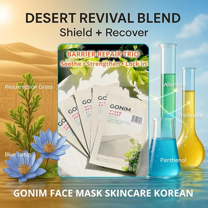 GONIM Face Mask Korean Skin Care with Hyaluronic Acid Serum & Collagen Activation, Face Masks Skincare with Vitamin C, Moisturizing Sheet Mask for All Skin, Korean Face Mask Travel Essentials 5 Sheets