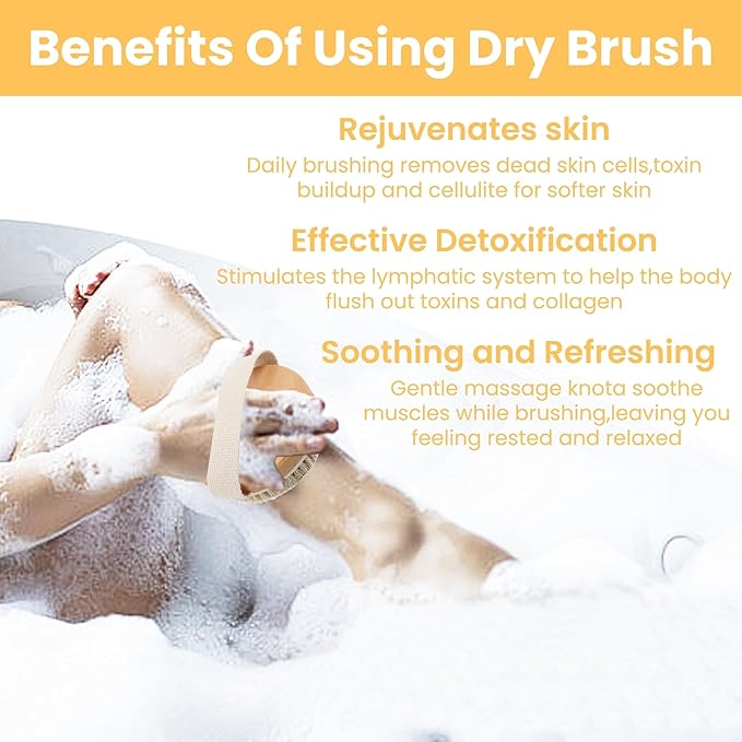 Dry Body Brush,Round Dry Exfoliating Brush Natural Bristle Bristle Exfoliation,Lymphatic Drainage,Lymphatic Brush,Cellulite,Blood Circulation