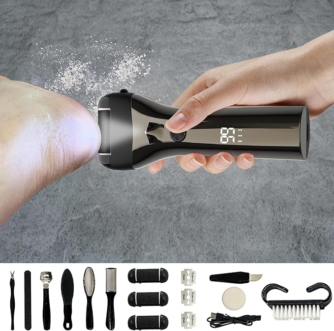 Foot Callus Remover, Rechargeable Electronic Foot File- Ideal Gift, Professional Pedicure Tools, Waterproof Foot Scrubber, Electric Pedicure Kit Feet Care for Dead Skin- Long Service Time