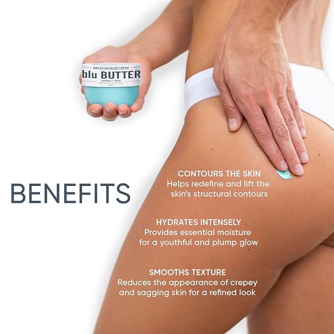 Martinni Blu Butter Brazilian Bum Crème – 8.8oz | Cellulite Cream for Firming, Hydrating & Contouring | Smoothing Body Butter with Brazil Nut, Shea Butter & Vita Blu Complex | Lifts, Tightens