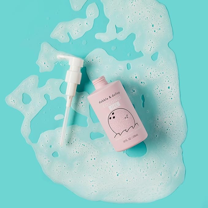 Dabble & Dollop Coconut + Vanilla Body Wash & Shampoo – 3-in-1 Natural Bubble Bath for Kids, No Parabens or Sulfates, Vegan, Gluten-Free, Tear-Free (2-Pack)