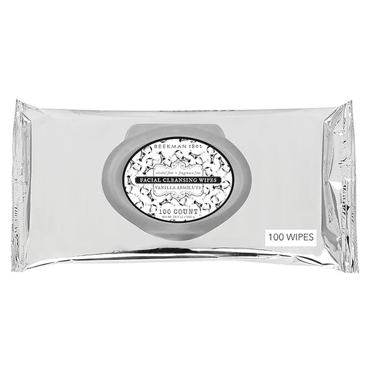 Beekman 1802 Face & Body Wipes Vanilla Absolute 100 Count - Cleanses Dirt & Makeup, With Goat Milk, Aloe & Vitamin E
