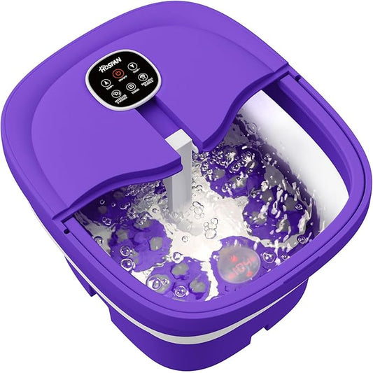 HOSPAN Collapsible Foot Spa Electric Rotary Massage, Foot Bath with Heat, Bubble, Remote, and 24 Motorized Shiatsu Massage Balls. Pedicure Foot Spa for Feet Stress Relief