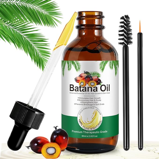 100% Cold-Pressed Batana Oil – Pure Hair Growth & Repair Oil, 4.04 Fl Oz | Natural & Chemical-Free Deep Nourishing Treatment for Scalp, Split Ends & Dry Hair