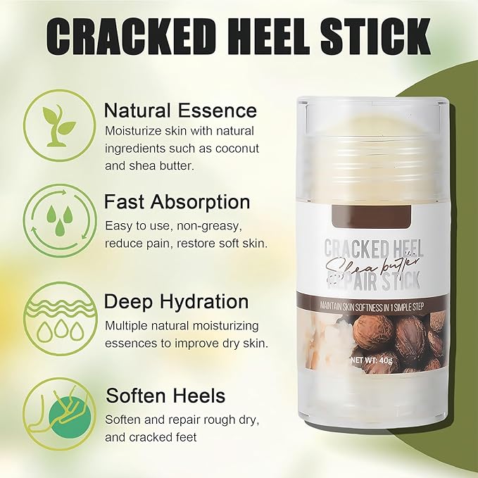 Shea Butter Hydrating Foot Cream, Coconut Nail Softening Hand and Foot Cream Balm Stick, Gentle Soften Heel Balm That Improve Dry Skin for Men Daily Skin Care, 1.41 Oz 1Pc