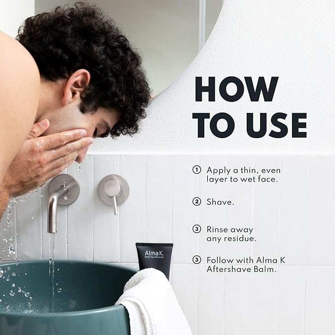 Alma K Revitalizing Shaving Cream - Nourishing and Calming Mens Shaving Cream with Dead Sea Minerals, Argan Oil - Gentle Shave Cream for Men - 5.1 oz