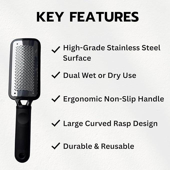 Jaws Podiatry Large Foot File and Callus Remover - Professional Pedicure Rasp for Hard, Dry, Cracked Skin - Wet or Dry Use - Ergonomic Design