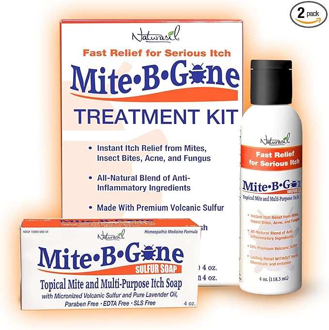 Mite Treatment Lotion & Soap by Mite-B-Gone |Natural Relief for Acne, Bug Bites, Skin Redness & Itching, Discomfort & Rosacea | Safe for Kids and Adults| Treatment Kit