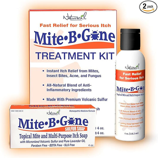 Mite Treatment Lotion & Soap by Mite-B-Gone |Natural Relief for Acne, Bug Bites, Skin Redness & Itching, Discomfort & Rosacea | Safe for Kids and Adults| Treatment Kit