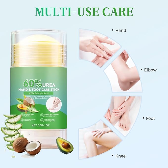60% Urea Hydrating and Anti-Cracking Foot Cream, 2026 Upgraded Hydrating Foot Care Stick, Moisturizing Balm for Dry Cracked Heels, Hands, Knees Elbows, Foot Repair Stick (3)