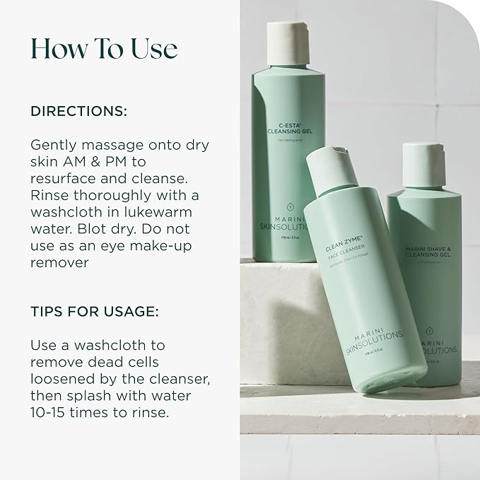 Clean Zyme - Exfoliating Face Cleanser with Proteolytic Enzymes (Papain from Green Unripened Papaya) - Cruelty Free - Made in The USA - 6 fl oz