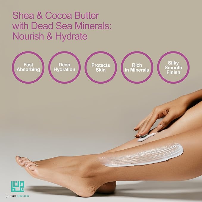 JUMAN Dead Sea Minerals Shea Butter Moisturizer Bundle | Infused with Vitamin E and Plant Extracts | Free from Harmful Ingredients | Suitable for All Skin Types | Bundle of 3