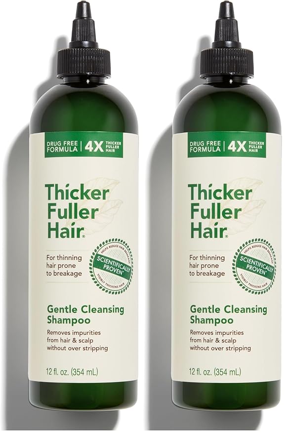 Thicker Fuller Hair Gentle Cleansing Shampoo Advanced Thickening Solution 12oz - Removes Impurities, Fortifies Hair And Reduce Breakage (Pack of 2)