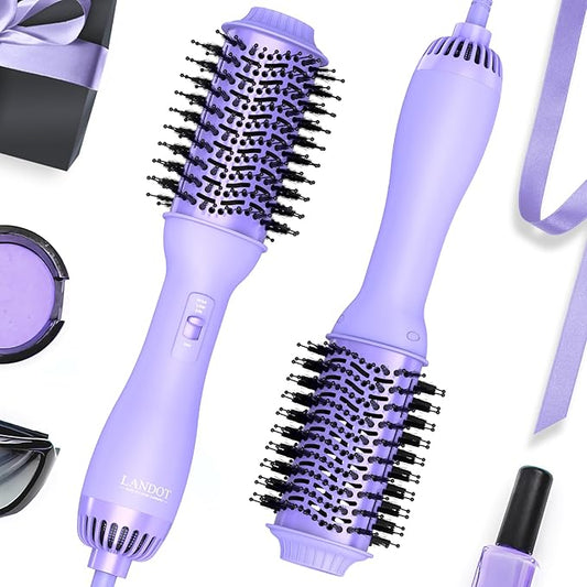 LANDOT 4-in-1 Blow Dryer Brush for Thick & Coarse Hair, Powerful Blowout Brush Styler with 60mm Oval Barrel,Fast Hair Drying & Frizz Control for Salon-Smooth and Manageable Hair at Home