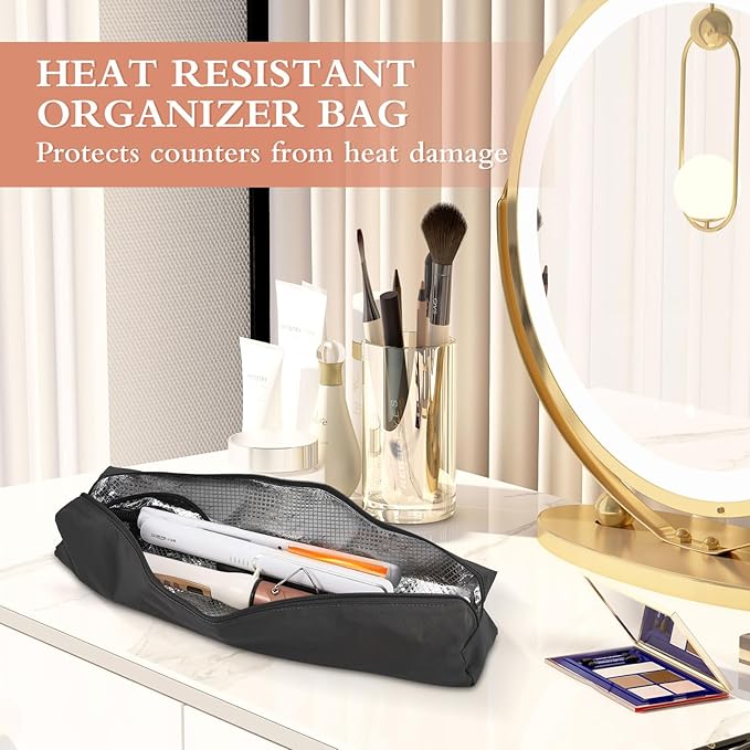 Professional Hot Hair Tools Organizer Bag Portable Travel Heat Resistant Storage Case Pouch for Curling Irons, Flat Irons, Hair Straightener and Styling Tools(17.7" x 3.2"x 3.2")