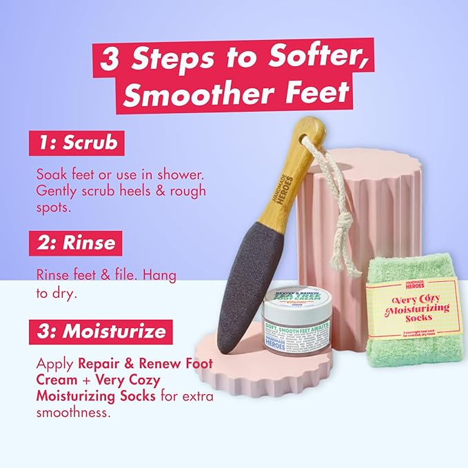 Handmade Heroes Foot Exfoliator - Deep Skin Smoother for Dry, Rough Areas & Cracked Heels – Natural Scrub for Silky Soft Skin