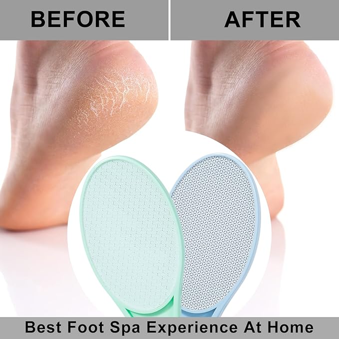 3 Pack Nano Glass Foot File Callus Remover for Feet, Double Sided Foot Scrubber, Dead Skin Remover, Hygienic Pedicure Tool, Hair Eraser for Softer and Smoother Feet and Hands,Green Blue Purple