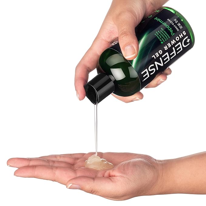 Defense Soap Peppermint Tea Tree Body Wash | All Natural Organic Shower Soap for Athletes | Odor Control & Skin Fungal Protection for Sports, Post Workout & Recovery - 12 oz