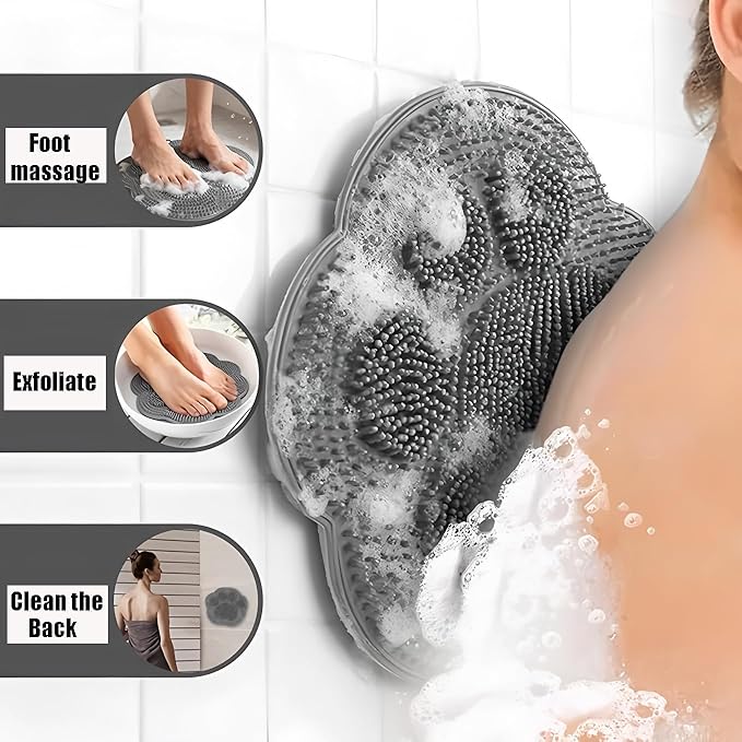 Foot Scrubber Mat for Use in Shower - Shower Foot Cleaner Dead Skin, Foot Massager Spa Mat for Men & Women to Soothe Achy Feet, Non Slip Suction Cups