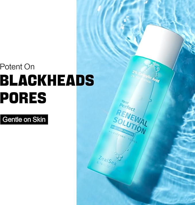 Salicylic Acid Toner, Blackhead Remover, BHA Liquid Exfoliant (CICA, 6.76OZ), ZealSea Pore Minimizer for Face, Gentle Alcohol Free BHA Toner for All Skin Type with Niacinamide, Redness Relief, Vegan