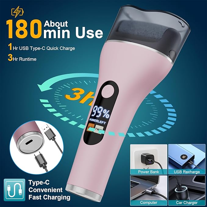 Electric Callus Remover for Feet Rechargeable Portable Electronic Foot File Pedicure Tools 16 in 1 Foot Callus Remover Kit Foot Scrubber to Remove Dead Skin (Pink)