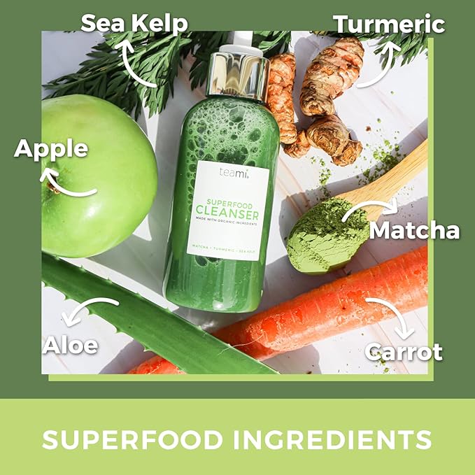Teami Facial Cleanser with Salicylic Acid, Aloe, Matcha & Sea Kelp - Gentle Organic Acne Face Wash for Makeup Removal - Our Best Hydrating Facial Skin Care for Women of All Skin Types (4oz)