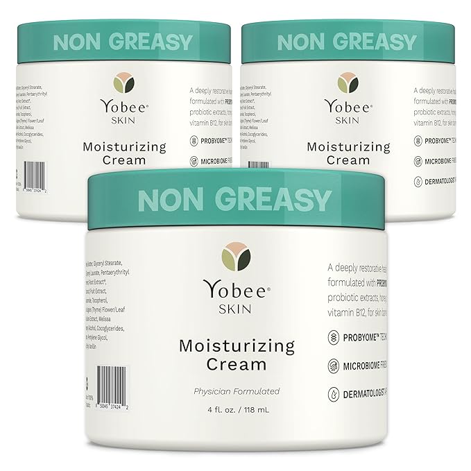Yobee Body & Face Moisturizing Cream for Dry, Sensitive Skin | Probiotic extracts, Honey, Turmeric, Vitamin B12, Ceramides, Shea Butter | Fragrance Free | For Kids & Adults (3)