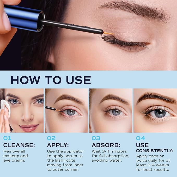 Advanced Lash Serum for Eyelash Growth: LashRay Renewing Eyelash Serum, Peptide-Infused Lash Enhancing Treatment to Grow Longer Thicker Natural Lashes for Women, 0.1 oz