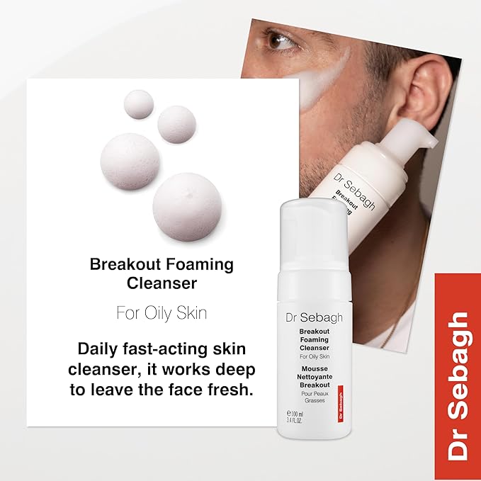 Dr Sebagh Breakout Foaming Cleanser (1.7 fl oz) - Face Wash for Acne Prone/Oily Skin - Purifies, Clears & Hydrates - Foam Face Wash for Oily Skin - Deep Pore Cleanser - Travel Size Facewash