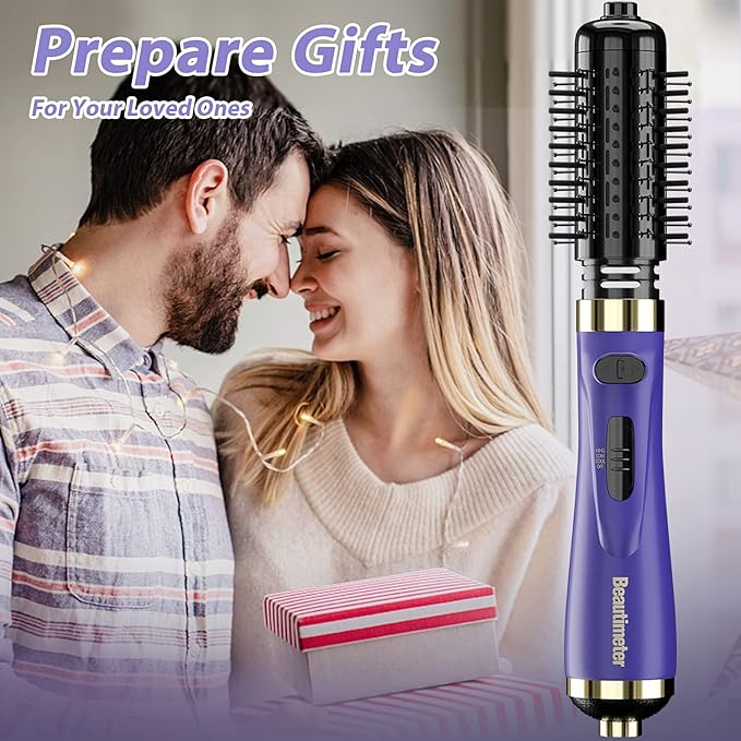 Beautimeter Hair Dryer Brush, Rotating Blow Dryer Brush with 2-Inch and 1.5-Inch Brushes, 3 in 1 Hot Air Styler and Rotating Brush, Hair Dryer Brush Blow Dryer Brush in One (Purple)