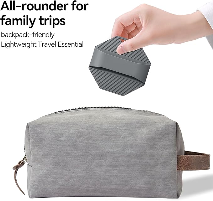 Silicone Body Scrubber Loofah as Stocking Stuffers-Gentle Exfoliating Brush for Sensitive Skin, Women＆Men, Non-Slip Handle, Long-Lasting, Easy Clean & Travel Friendly(Gray)