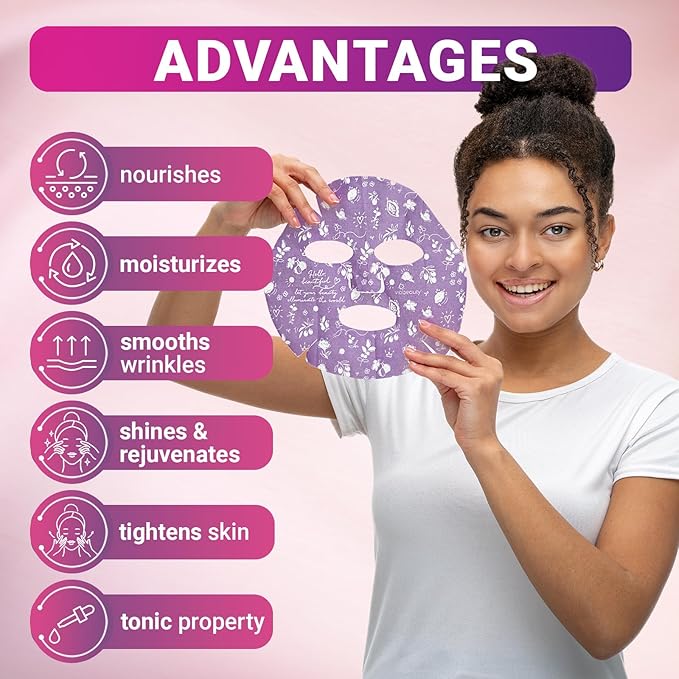 24 Pack of Sheet Face Masks Skincare - Collagen Face Mask Sheets with Hyaluronic Acid, Vitamin C, Snail Mucin - Facial Sheet Mask for Hydrating, Rejuvenating, Moisturizing