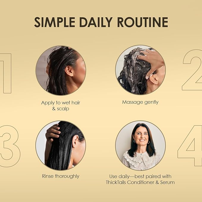 ThickTails Stimulating Hair Growth Shampoo for Women | Sulphate-Free Caffeine & Biotin Formula | Encourages Fuller-Looking Hair | Supports Scalp Health | Colour-Safe & Hydrating