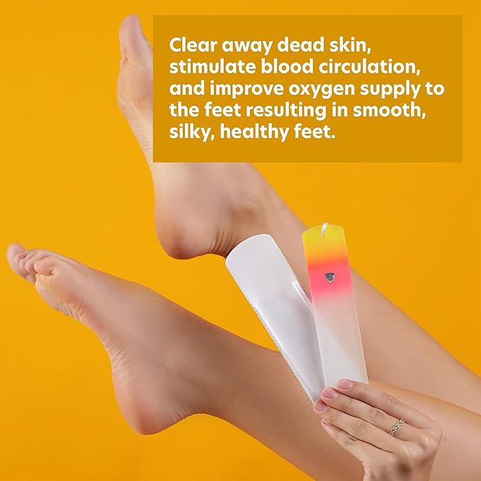 Bona Fide Beauty Czech Glass Foot File with Sleeve. Foot Callus Remover Made in The EU (Sunset Color)