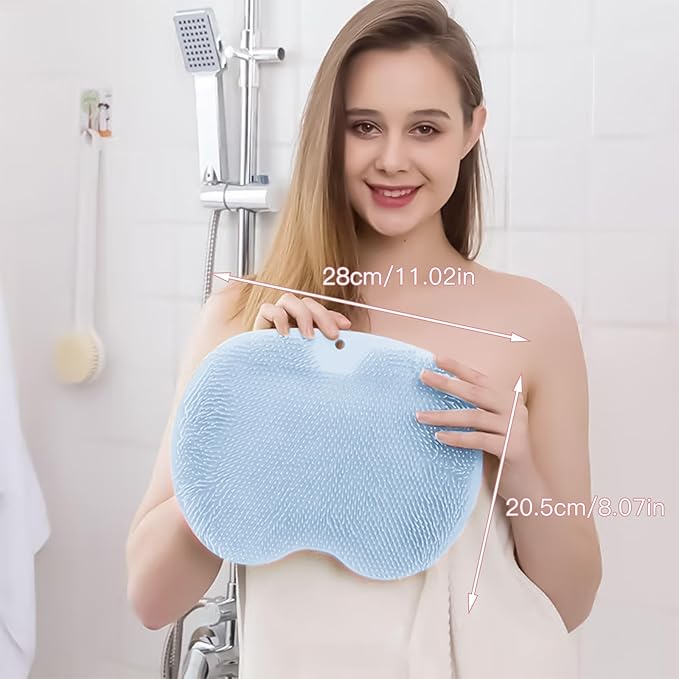 4-Pack Bath Scrubber Mat for Back Scrubbing and Foot Exfoliation - Dual-Use Shower Mats with Non-Slip Suction Cups - Soft, Durable, and Hygienic - Perfect for Full-Body Cleansing and Spa-Like Comfort