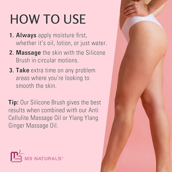 Cellulite Massager Brush, Anti-Cellulite Silicone Body Scrubber for Skin Smoothing, Toning, and Firming, Handheld Exfoliator for Scalp and Muscles by M3 Naturals