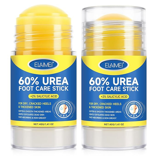 2PACK Urea Cream Stick 60% plus Salicylic Acid 2%,Foot Cream Moisturizer for Dry Cracked Feet,Maximum Strength Urea Foot Cream,Deeply Moisturising and Fast Absorbing Gentle Exfoliation 1.4oz