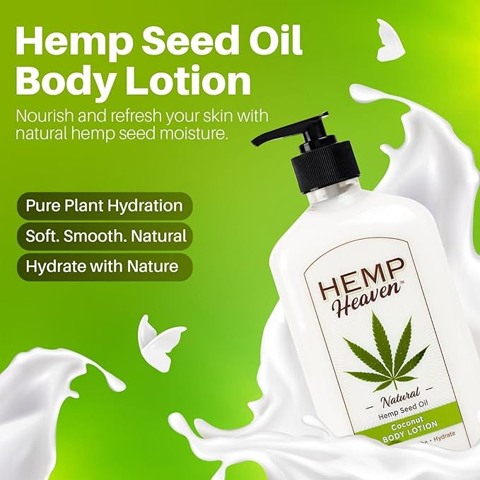 Hemp Heaven Hemp Lotion - Lotion Coconut Bliss Scent - Natural Hemp Seed Oil, Paraben-Free, 18 oz, Made in USA, Nourishing for Men & Women, EWG Verified, Anti-Aging