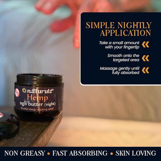 Ugli Butter Hemp Night Cream 4oz –Calming Nightly Hemp Topical with Soothing Lavender, Calming Chamomile & Relaxing Passionflower. Ease Restless Muscles & Support a Healthy Sleep Cycle Melatonin Free