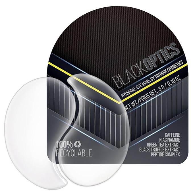 Black Optics Hydrogel Eye Patches 28 Pairs, 5-Min Revitalizing Eye Masks with Caffeine Peptides Black Truffle, Reduce Puffy Eyes Dark Circles & Wrinkles, Luxury Spa Gifts for Men & Women