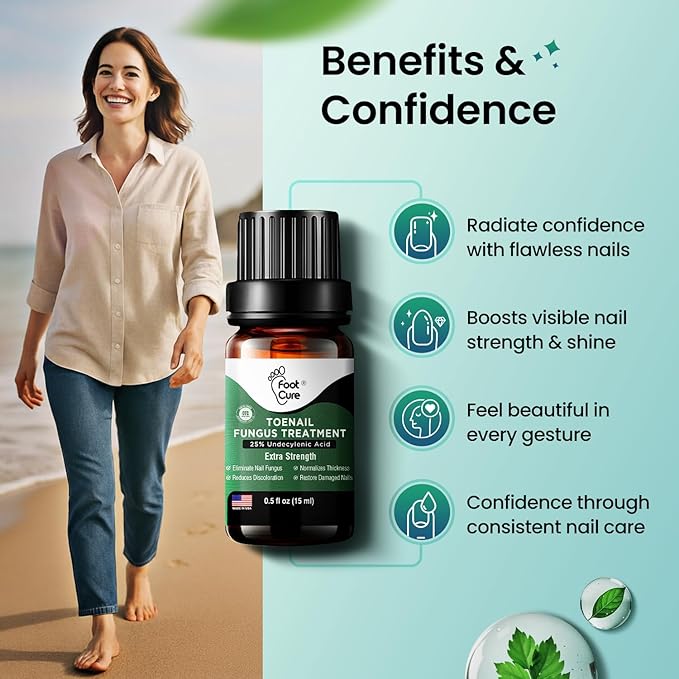 Foot Cure Toenail Fungus Treatment Extra Strength – Athletes Foot Treatment for Toenails, Restorative Nail Repair for Damaged Nails, Toenail Softener with Tea Tree Oil & Oregano Oil - Made in USA