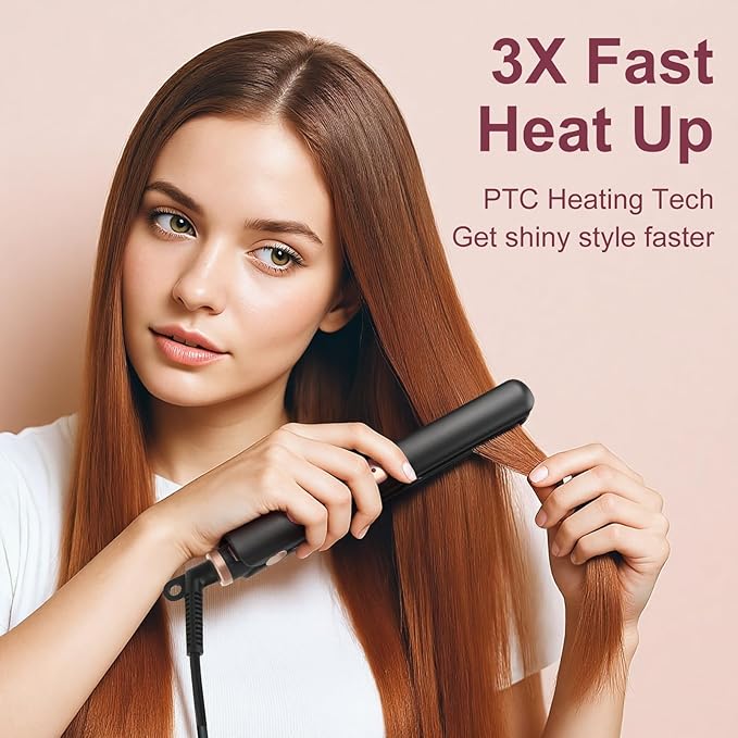 JAETON Small Flat Iron 0.7 Inch Mini Hair Straightener and Curler 2 in 1, 30S Heat-up, Dual Voltage Travel Curling Iron, for Short Hair, Bangs, Pixie Cut, Beard