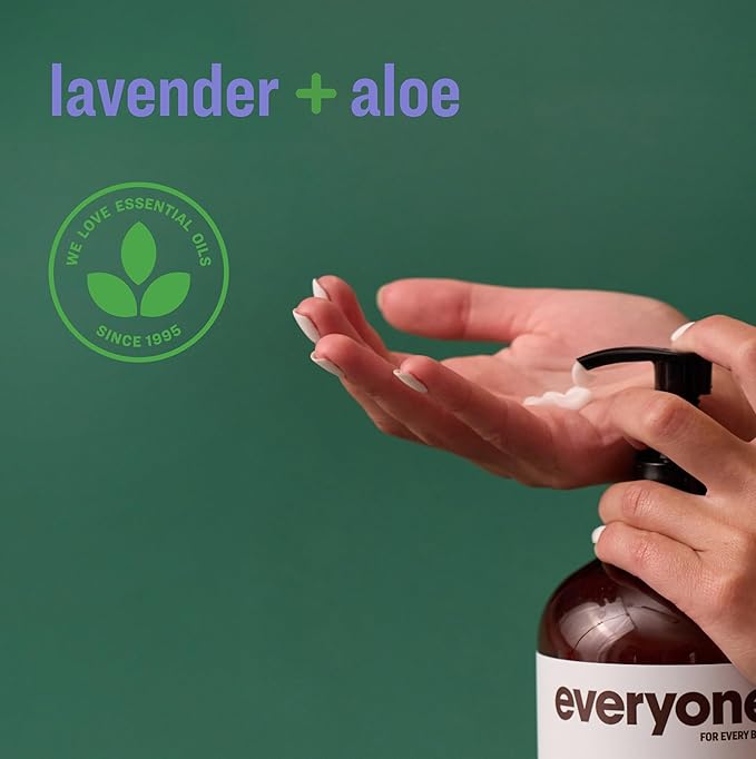 Everyone 2-in-1 Lotion for Hands/Body, 8 ounce (Pack of 2) Lavender and Aloe made with Essential Oils for Men and Women