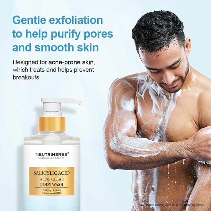 Neutriherbs Acne Body Wash, Anti Acne/Prone Skin Shower Gel For Women And Men, Daily Shower Soap With Salicylic Acid - Grapefruit Scent 16.9 Fl.Oz